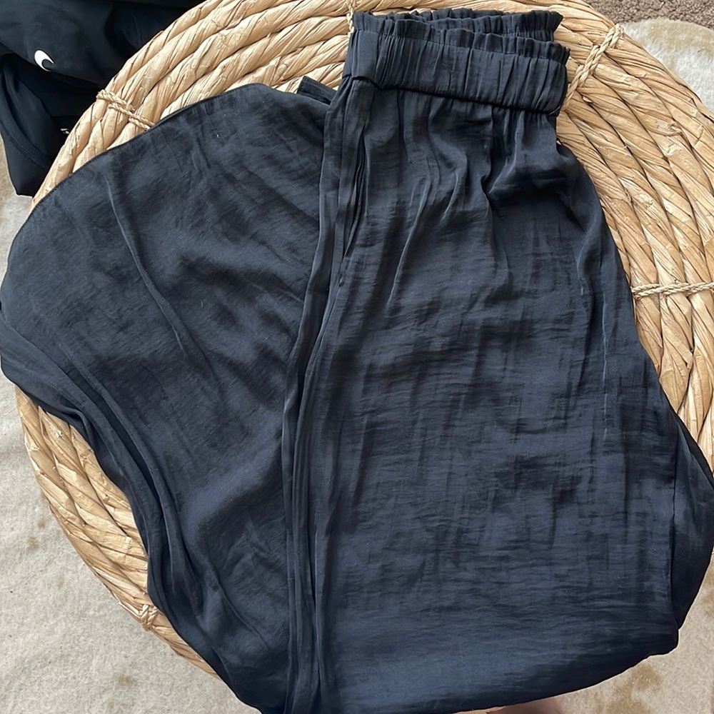 Black satin pants